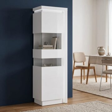 Rydal Narrow Display Cabinet | Left Hand Door | White and High Gloss