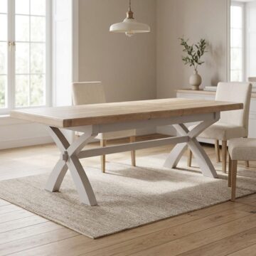 Havenwood Light Grey Cross Leg Extending Dining Table