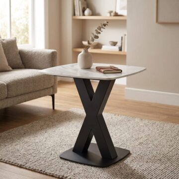 Maiden White Stone Lamp Table