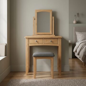 Tiree Oak 2 Drawer Dressing Table and Stool