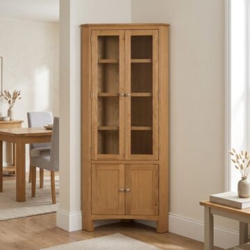 Tiree Oak 4 Door Corner Display Unit