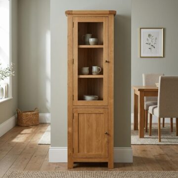 Salisbury Rustic Oak 2 Door Corner Display Cabinet | Wax Finish