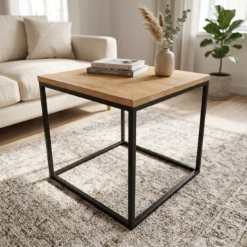 Ares Black Square Lamp Table | Assembled