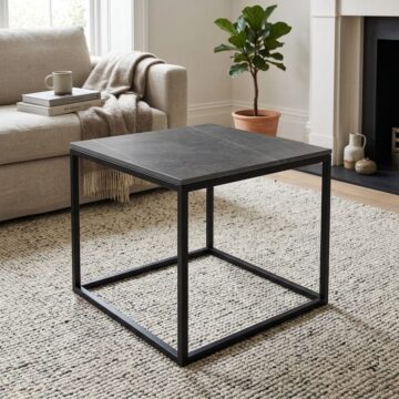 Artemis Grey Square Lamp Table | Assembled