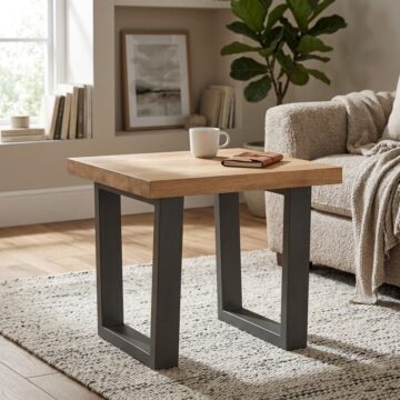 Industrial Oak Lamp Table | Natural Oil Finish
