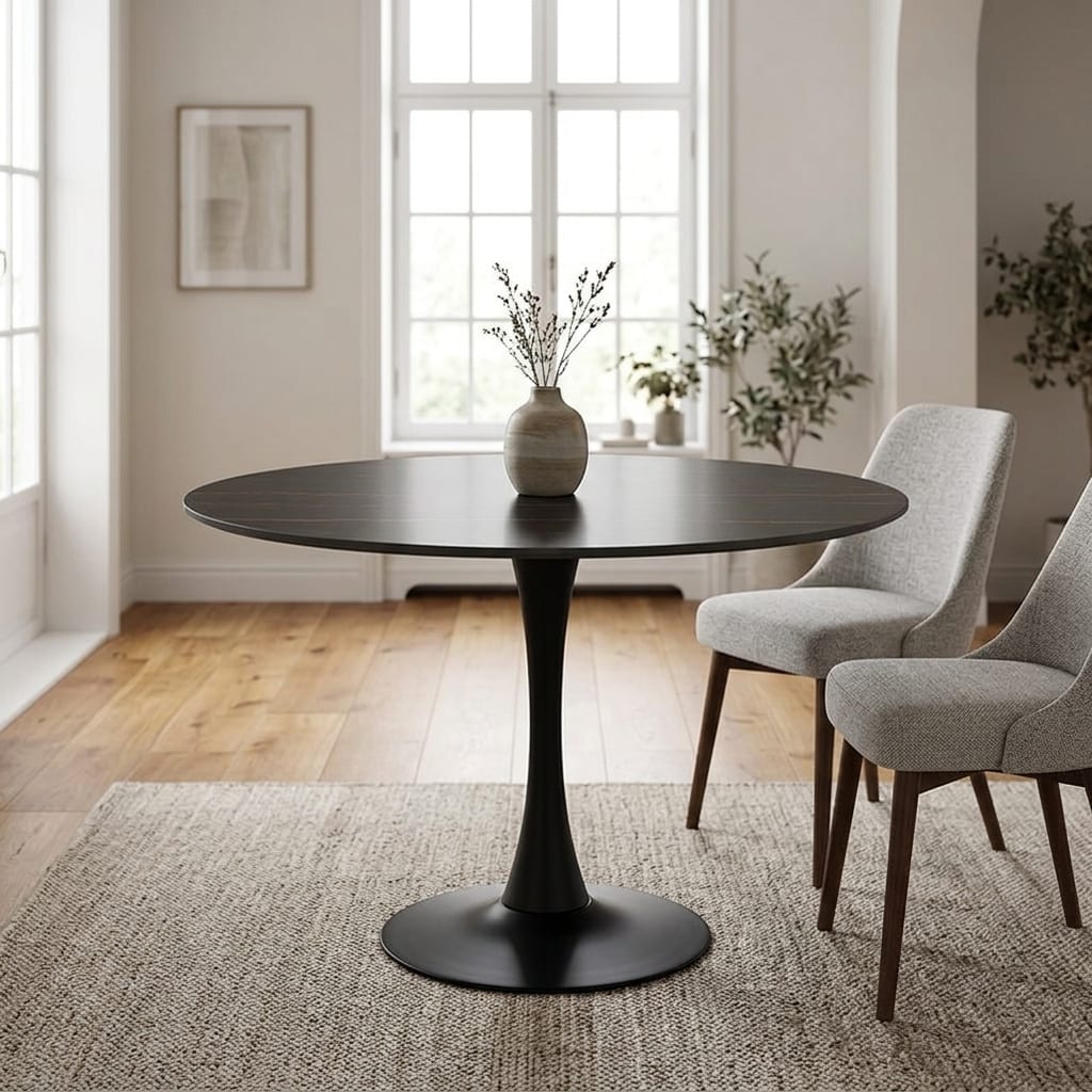 Malaya Black Round Dining Table