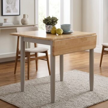 Alston Grey Drop Leaf Dining Table | Oak Top | 61 - 97cm