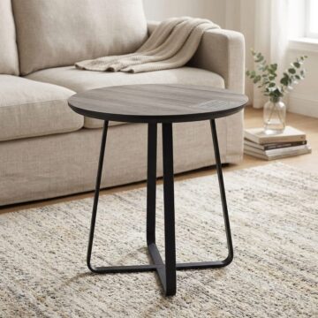 Delta Black Contemporary Round Side Table
