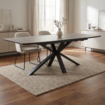 Delta Black Contemporary Extending Dining Table | 120-180cm