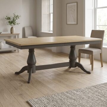 Kirkby Pewter Grey Twin Pedestal Extending Dining Table | 180-220cm