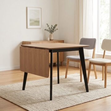 Roxburgh Black Extending Dining Table | Oak Finish Top | 80-120cm