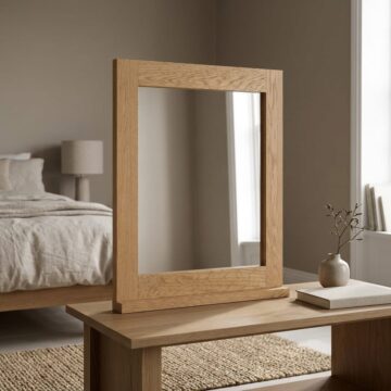 Industrial Oak Dressing Table Mirror | Natural Oil Finish