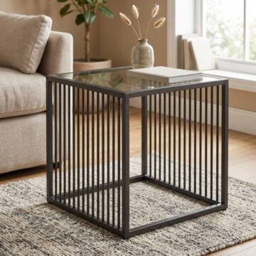 Stirlington Black Side Table | Glass Top