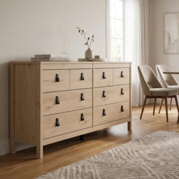 Seville Double dresser 4+4 drawers in Jackson Hickory Oak
