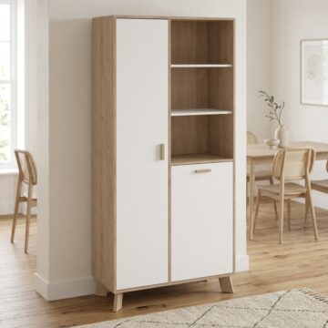 Elden China White 2 Door Cabinet | Jackson Hickory Finish