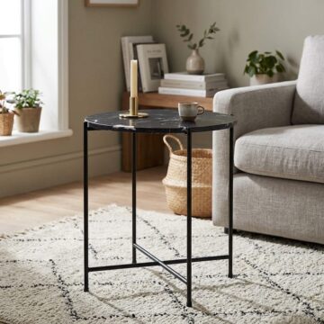 Avila Side Table with Brown Marble Effect