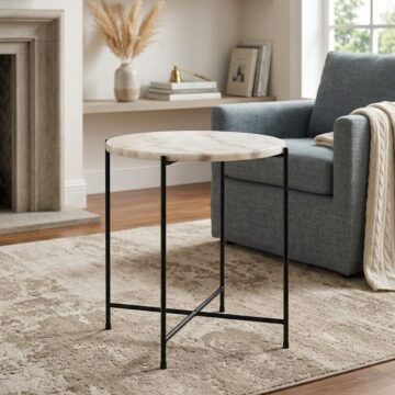 Avila Side Table | White Marble Finish | 42x45 cm