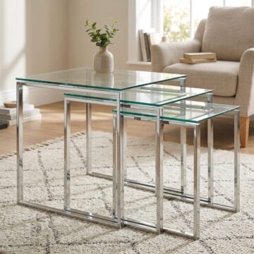 Katrine Silver Nest of Tables | Glass Top