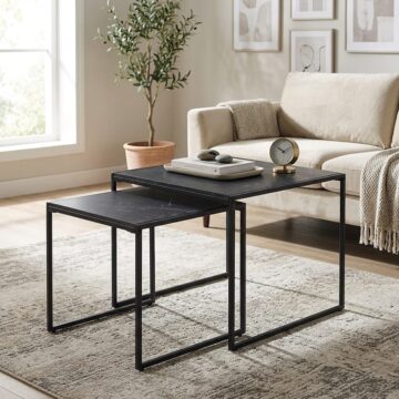 Infinity Matt Black Nest of 2 Tables