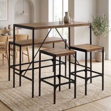 Bahamas Bar Table Set and Black and Oak