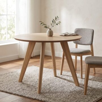 Townsville Round Dining Table | White Oiled Oak Finish