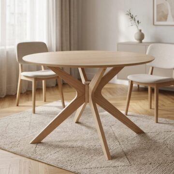Duncan White Oak Round Dining Table