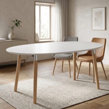 Belina Oak Oval Dining Table | White Top