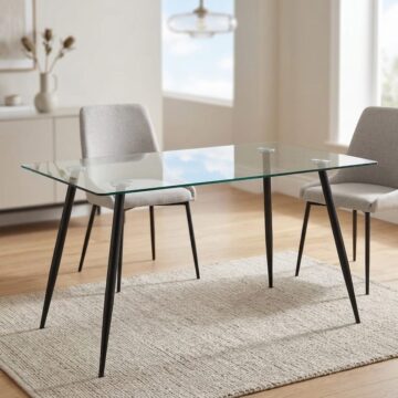 Wilma Black Dining Table | Glass Top