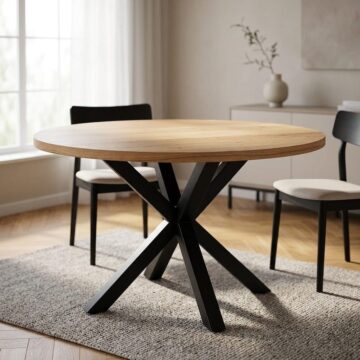 Heaven Oak Dining Table | Black Legs
