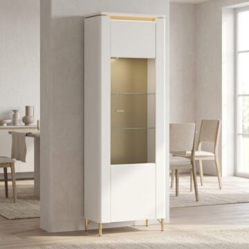 Cicero Alpine White Gloss 1 Door Display Cabinet