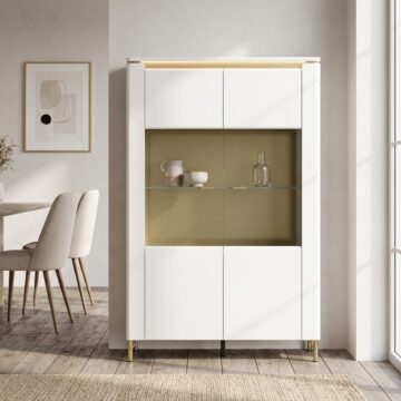 Cicero Alpine White Gloss 2 Door Display Cabinet