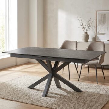 Azura Extendable Dining Table with Ceramic Black Top 168cm