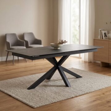 Azura Ceramic Black Extendable Dining Table | 200cm - 240cm