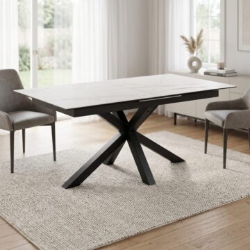 Azura Ceramic White Extendable Dining Table | 168cm - 210cm