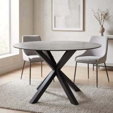 Azura Ceramic Grey Dining Table | Black Legs