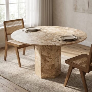 Naxos Brown Marble Round Dining Table