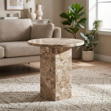 Naxos Side Table in Brown Marble