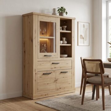 Solara 3 Door 1 Drawer Display Cabinet | Artisan Oak Finish