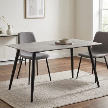 Wicklow Black Rectangular Dining Table | Grey Ceramic Top