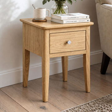 Folkestone Light Oak 1 Drawer Lamp Table | Assembled
