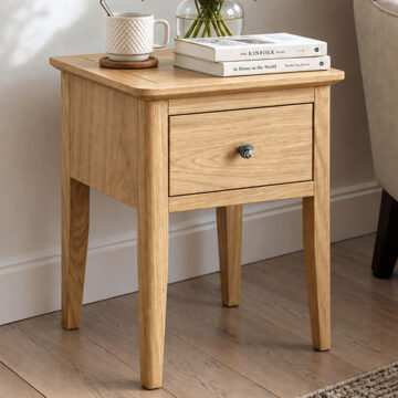 Dover Light Oak 1 Drawer Lamp Table | Assembled