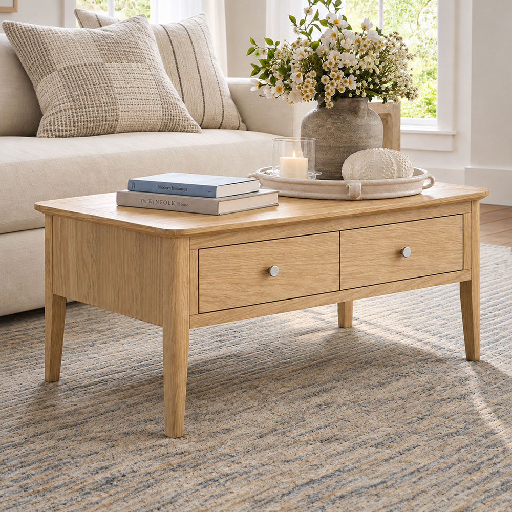 Folkestone Light Oak 2 Drawer Coffee Table