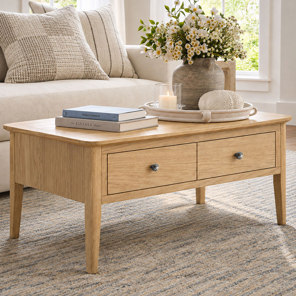 Dover Light Oak 2 Drawer Coffee Table