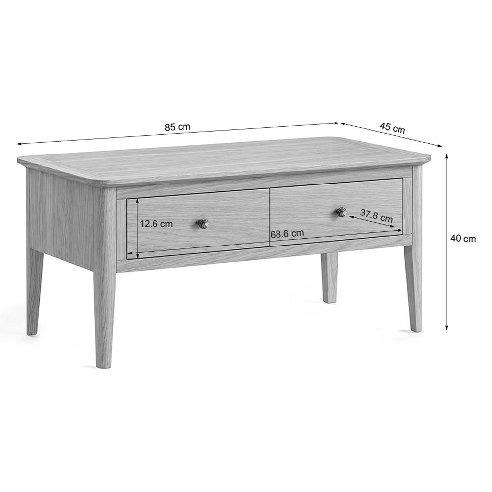 Dover Light Oak 2 Drawer Coffee Table