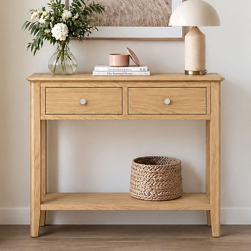 Folkestone Light Oak 2 Drawer Console Table
