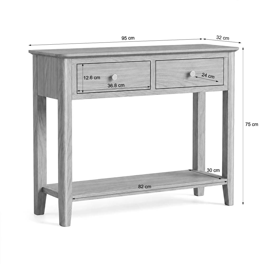 Folkestone Light Oak 2 Drawer Console Table