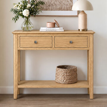 Dover Light Oak 2 Drawer Console Table