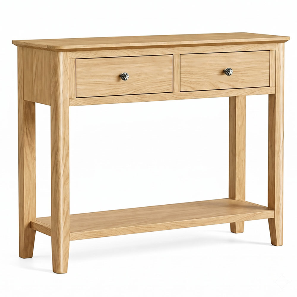 Dover Light Oak 2 Drawer Console Table