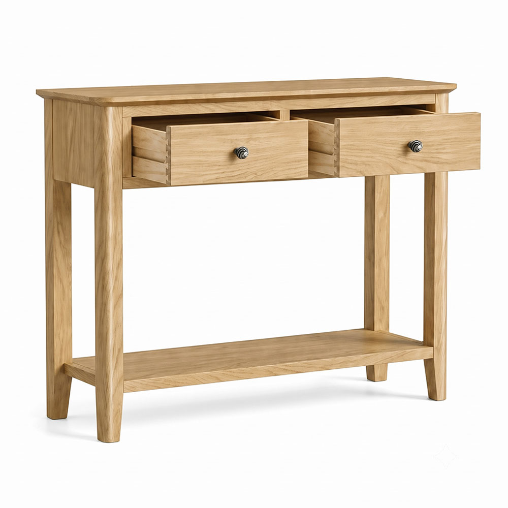 Dover Light Oak 2 Drawer Console Table