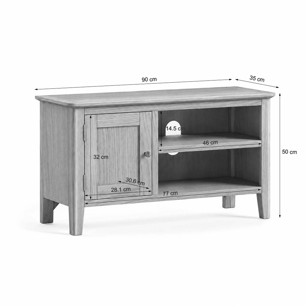 Dover Light Oak 90cm TV Cabinet | Assembled